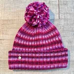 Kate Spade Marled Stripe Pom-pom Beanie